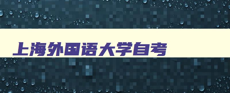 上海外国语大学自考 上海外国语大学自考本科科目