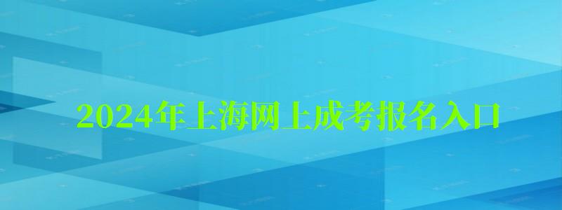 2024年上海网上成考报名入口