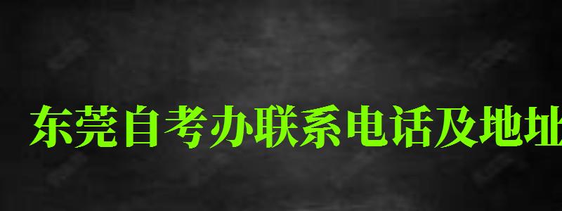 东莞自考办联系电话及地址