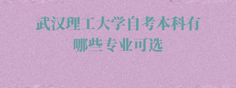 武汉理工大学自考本科有哪些专业可选,武汉理工大学自考本科有哪些专业可以报