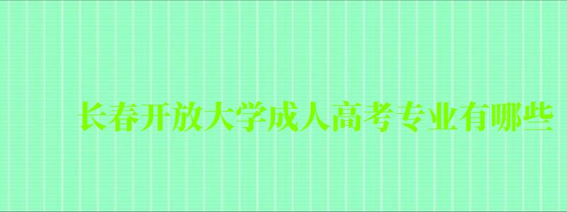 长春开放大学成人高考专业有哪些