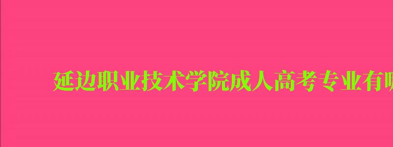 延边职业技术学院成人高考专业有哪些