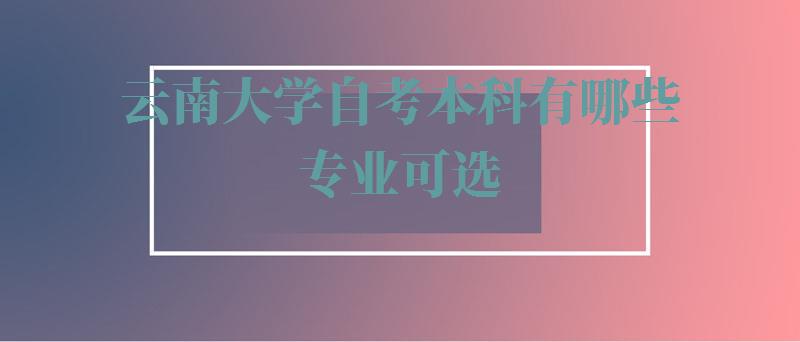 云南大学自考本科有哪些专业可选,云南大学自考本科有哪些专业可以报