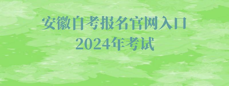 安徽自考报名官网入口2024年考试,安徽自考报名官网入口2024年报名时间